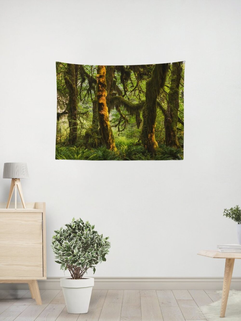 Mossy Forest Wall Tapestry, 36x26 inches Pacific Northwest Scenery